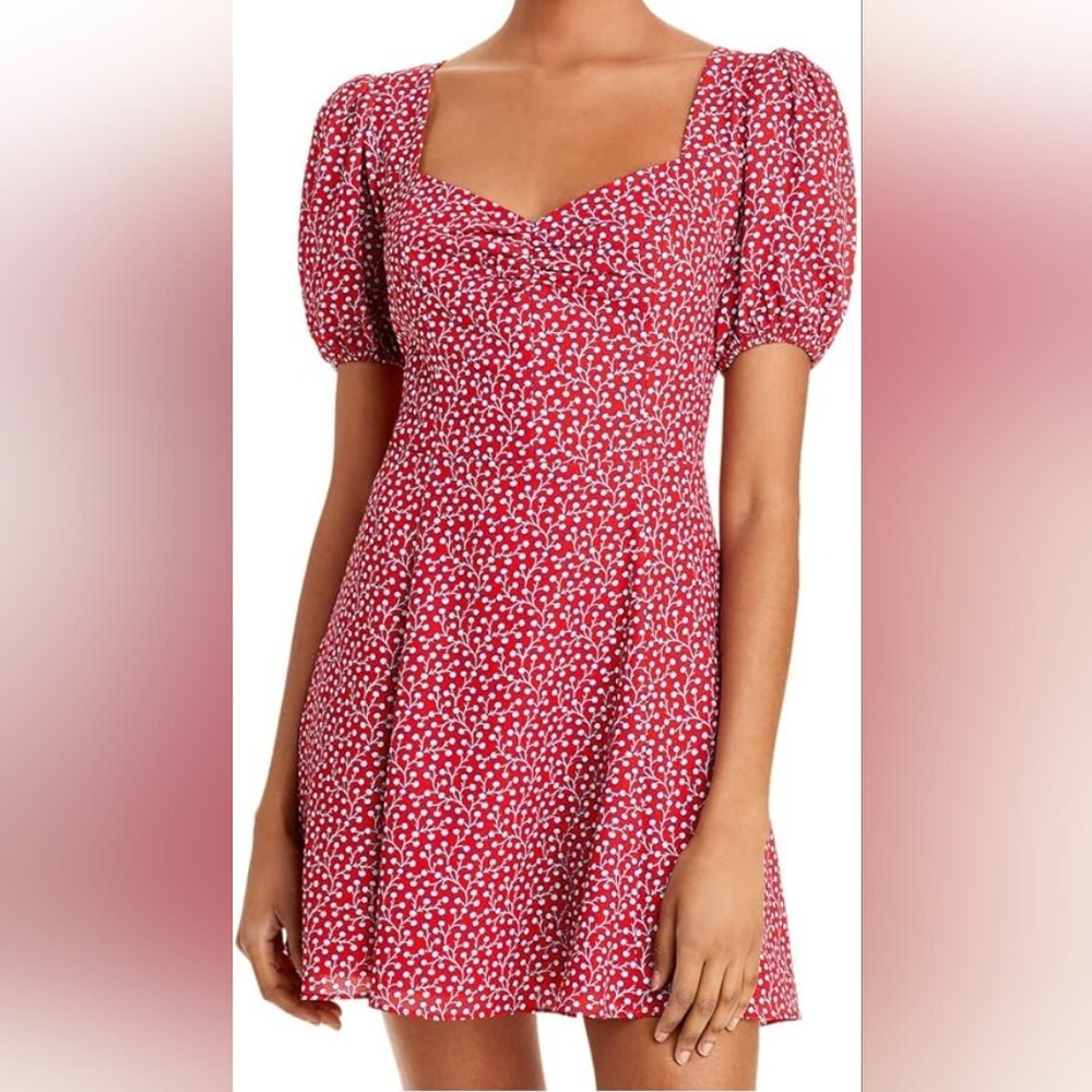 French Connection Elao Drape Puff Sleeve Dress Size 8 - EUC - Picture 1 of 11